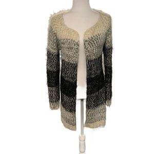 Carapace | Ombre Neutral Long Sleeve Fuzzy Round Collar Cardigan Size Small